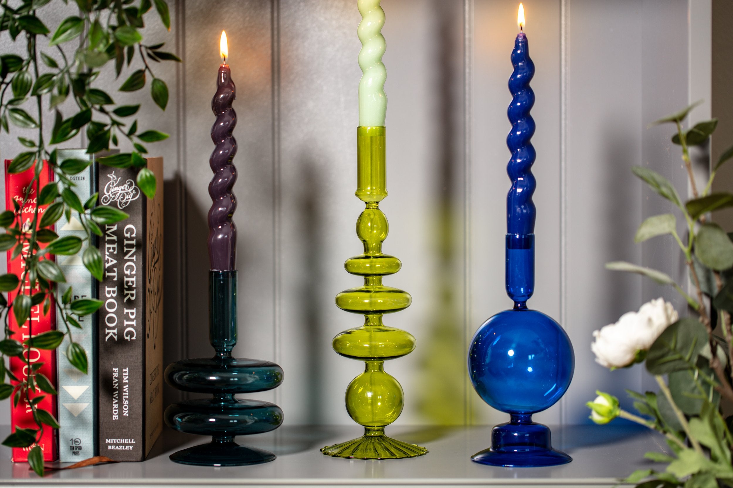 Maegen Spiral Taper Candle - Lilac 3 pack