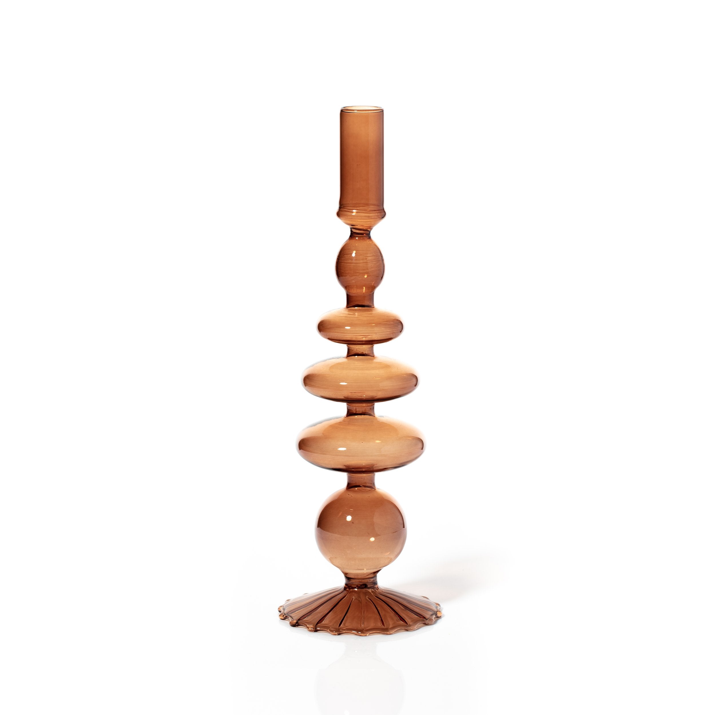 Taper Holder - Champagne coloured glass
