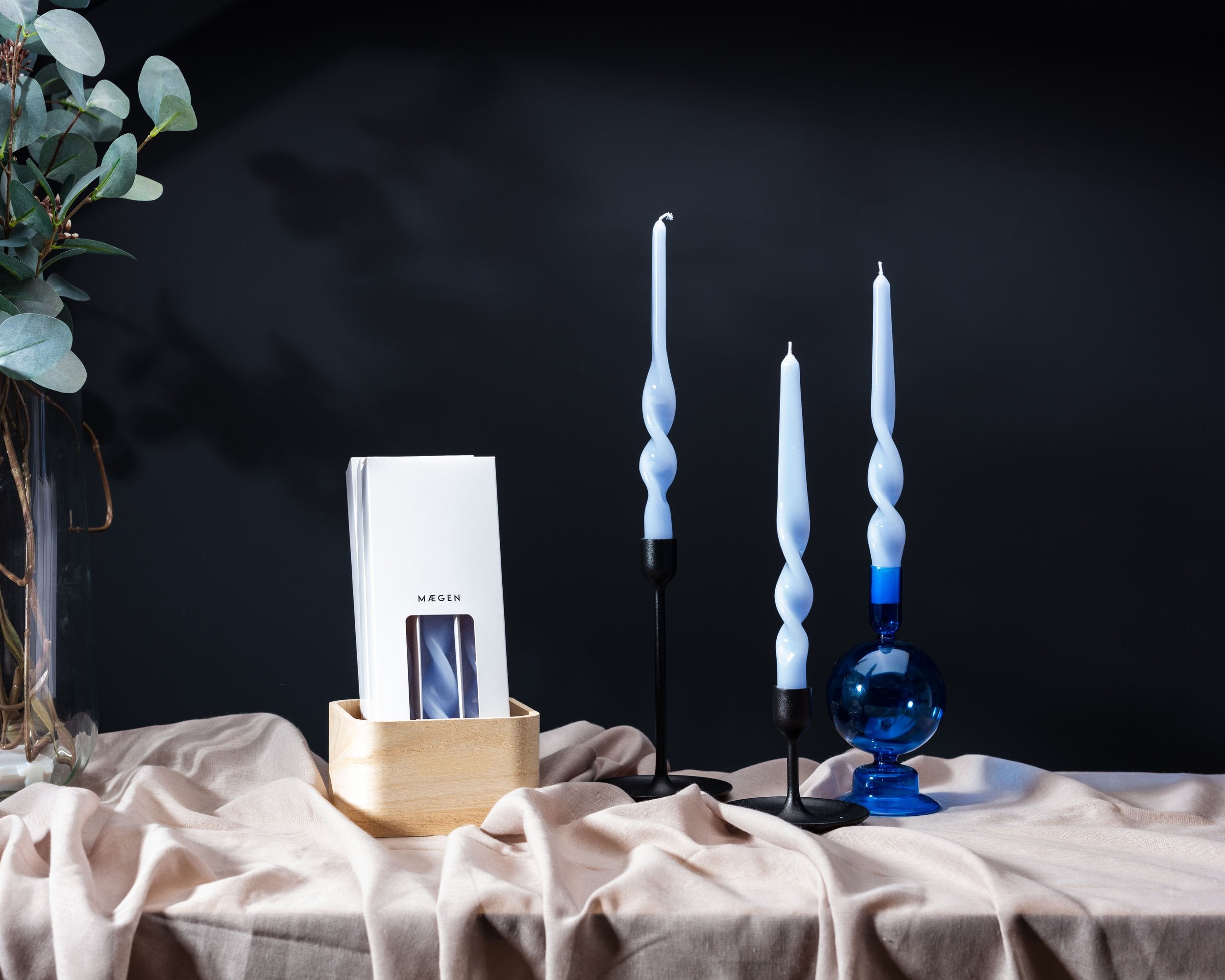 Twisted Taper Candle - Cornflower Blue 3 pack